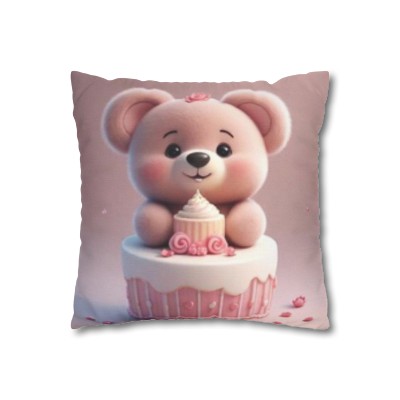 Cuddly Birthday Bear Pillow Case/Cover/Sham, Adorable Kids/Childrens Birthday Theme Cushion Case/Protector, Pillow Slip, Gift, Colorful Deco