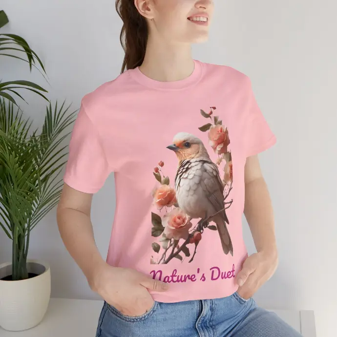 Bird Lover Tee, Nature's Duet, Bird Watcher/Birder Gift, Bird Tee,Spring Bird,Bird Lover Gift,Animal LoverTee,Floral Bird Shirt,Bird Flowers